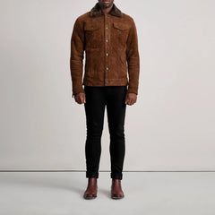 Orvos Brown Suede Trucker Jacket