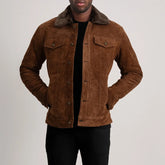 Orvos Brown Suede Trucker Jacket