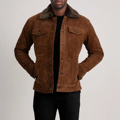 Orvos Brown Suede Trucker Jacket