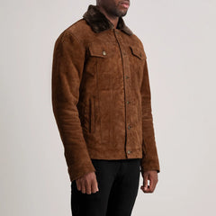 Orvos Brown Suede Trucker Jacket