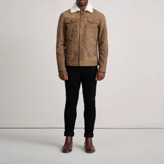 Orvos Brown Leather Trucker Jacket