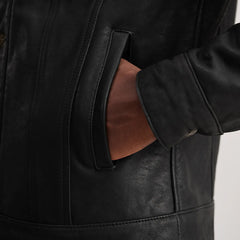 Orvos Black Leather Trucker Jacket