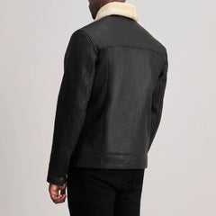 Orvos Black Leather Trucker Jacket
