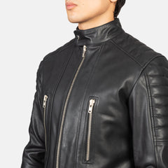 Ninan Black Leather Biker Jacket