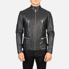Ninan Black Leather Biker Jacket