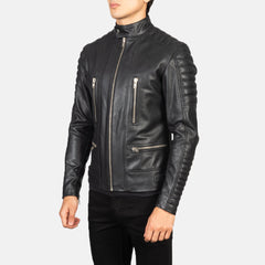 Ninan Black Leather Biker Jacket