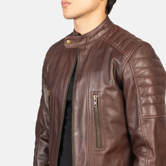 Ninan Brown Leather Biker Jacket