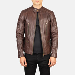 Ninan Brown Leather Biker Jacket