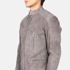 Ninan Grey Suede Biker Jacket
