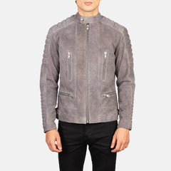 Ninan Grey Suede Biker Jacket
