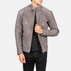 Ninan Grey Suede Biker Jacket