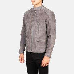 Ninan Grey Suede Biker Jacket