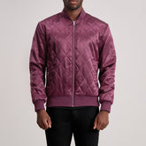 Risan Maroon Leather Quilted Varsity Jacket