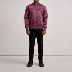 Risan Maroon Leather Quilted Varsity Jacket