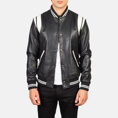 Kegan Black Leather Varsity Jacket