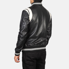 Kegan Black Leather Varsity Jacket