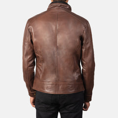 Simion Brown Leather Biker Jacket