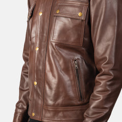 Simion Brown Leather Biker Jacket