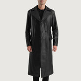 Nisas Black Leather Coat Jacket