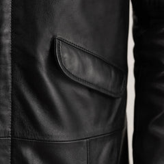 Damon Black Leather Parka Jacket