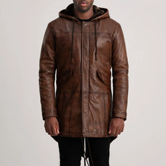 Damon Brown Leather Parka Jacket