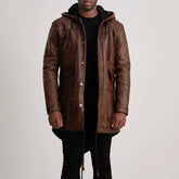 Damon Brown Leather Parka Jacket