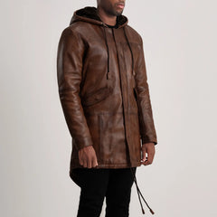 Damon Brown Leather Parka Jacket