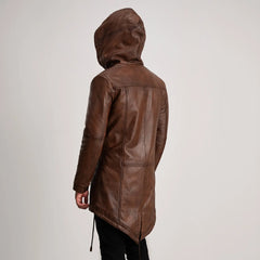 Damon Brown Leather Parka Jacket