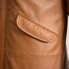 Damon Tan Leather Parka Jacket