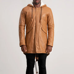 Damon Tan Leather Parka Jacket