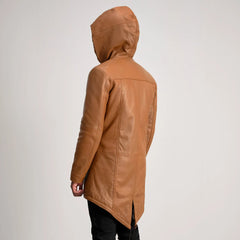 Damon Tan Leather Parka Jacket