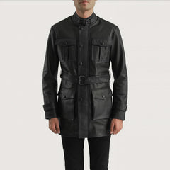 Pakar Black Leather Jacket