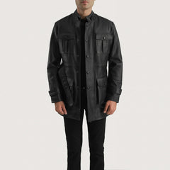 Pakar Black Leather Jacket