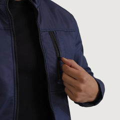 Zaben Blue Leather Jacket