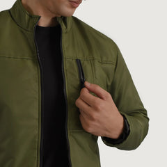 Zaben Green Leather Jacket