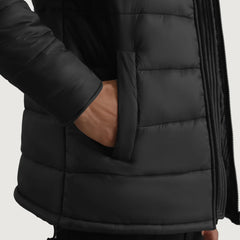 Noros Black Leather Hooded Jacket