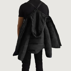 Noros Black Leather Hooded Jacket