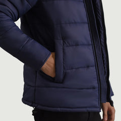 Noros Blue Leather Hooded Jacket