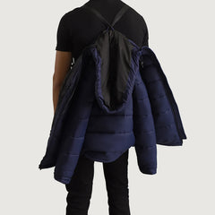 Noros Blue Leather Hooded Jacket