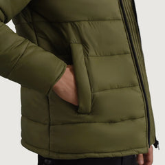 Noros Green Leather Hooded Jacket