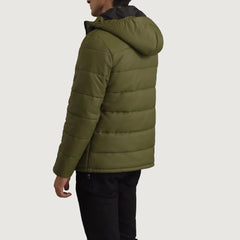 Noros Green Leather Hooded Jacket