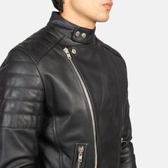 Sador Black Leather Biker Jacket