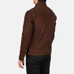 Zavion Brown Suede Quilted Biker Jacket