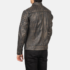 Zavion Brown Leather Quilted Biker Jacket