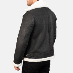 Tiken Black Leather Bomber Jacket