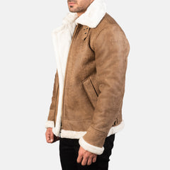 Tiken Brown Leather Bomber Jacket
