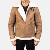 Tiken Brown Leather Bomber Jacket