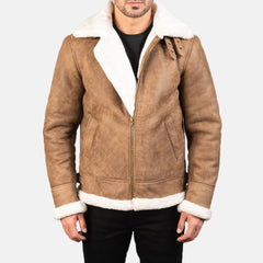 Tiken Brown Leather Bomber Jacket