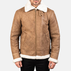 Tiken Brown Leather Bomber Jacket