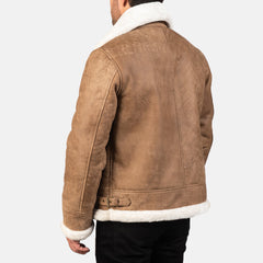 Tiken Brown Leather Bomber Jacket